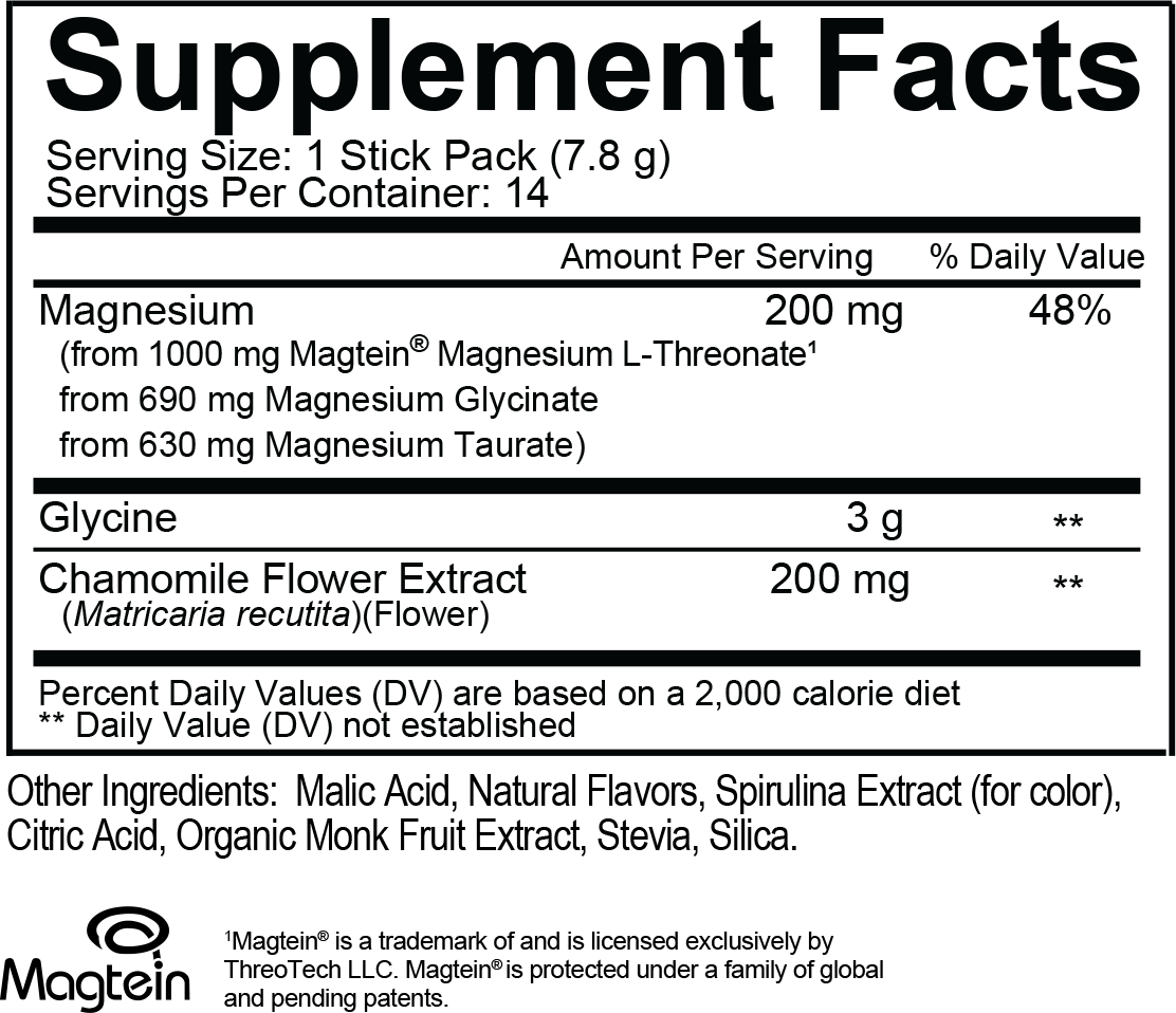 Supplement facts label with detailed nutritional information on a white background
