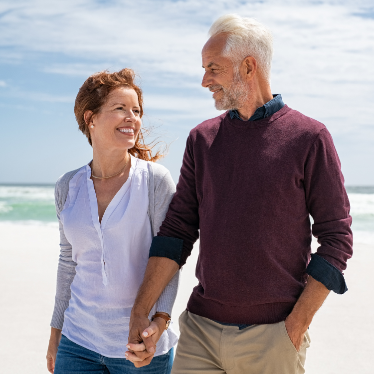 senior couple on beach