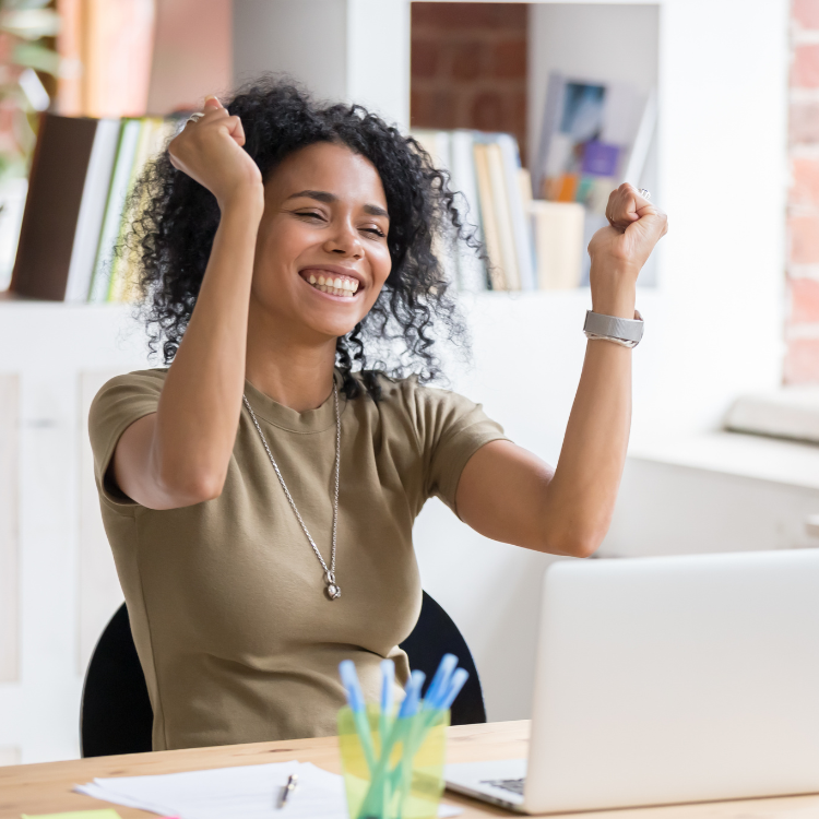 woman celebrating