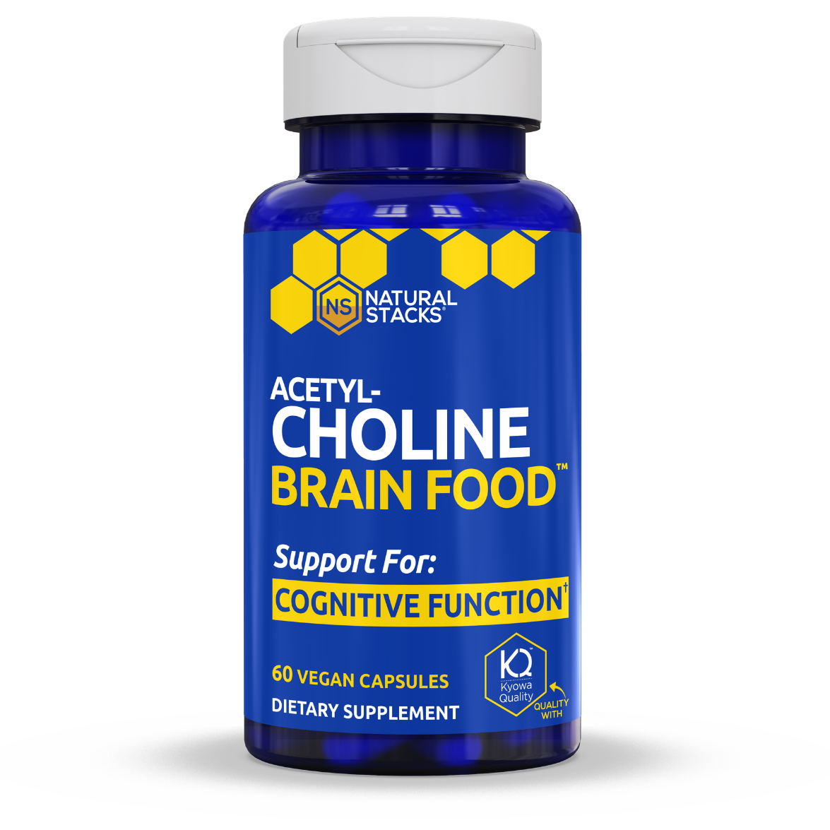 Bottle of Acetylcholine Brain Food dietary supplement for mental clarity by Natural Stacks.