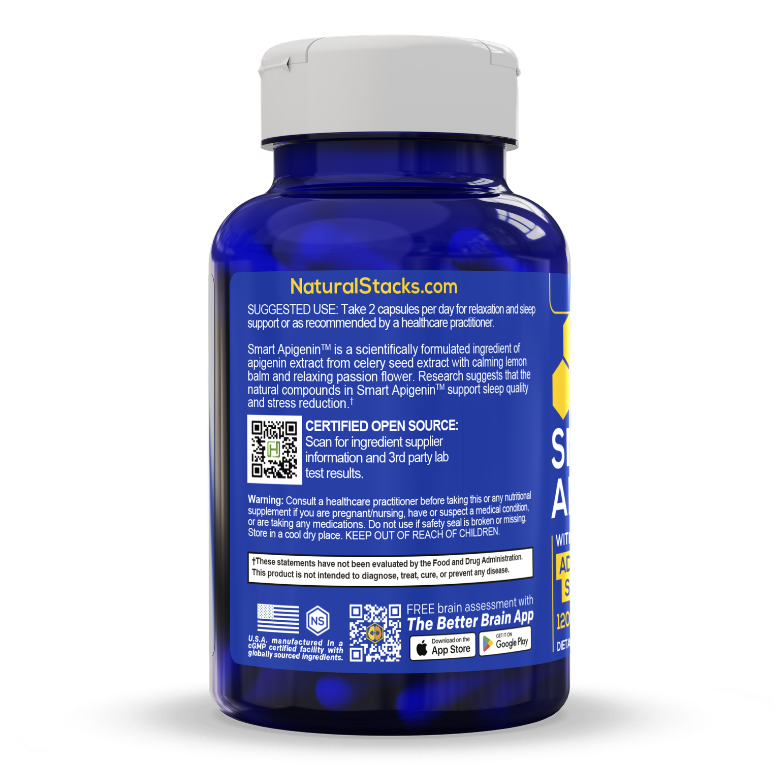 The back of the Smart Apigenin bottle  