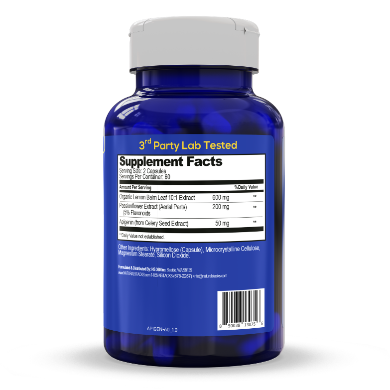 Back of a Smart Apigenin bottle