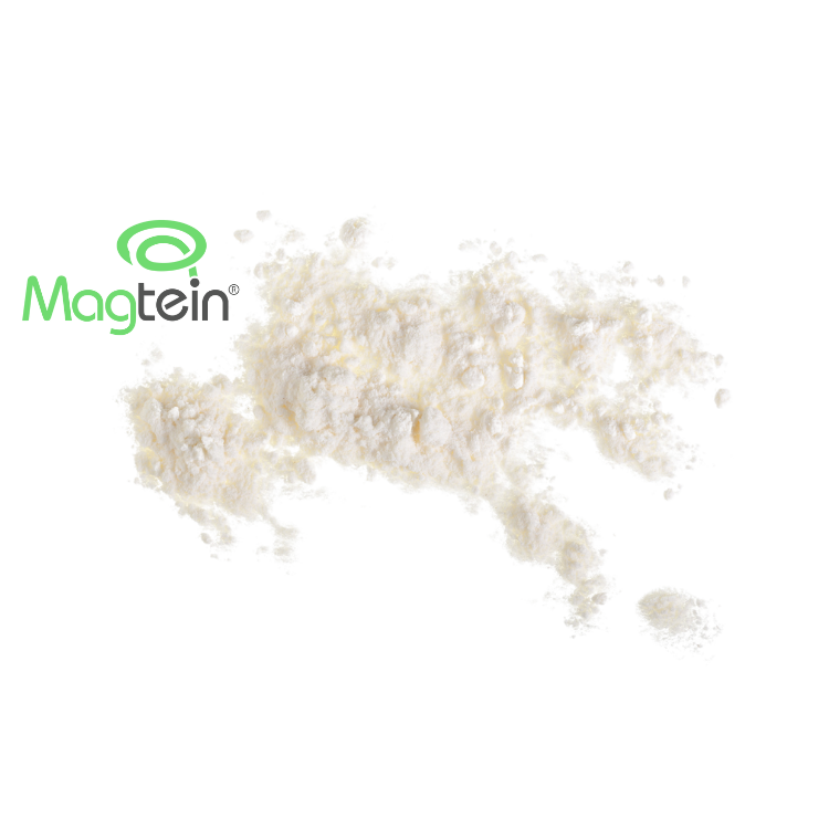 White powdery substance with Magtein logo on a transparent background.
