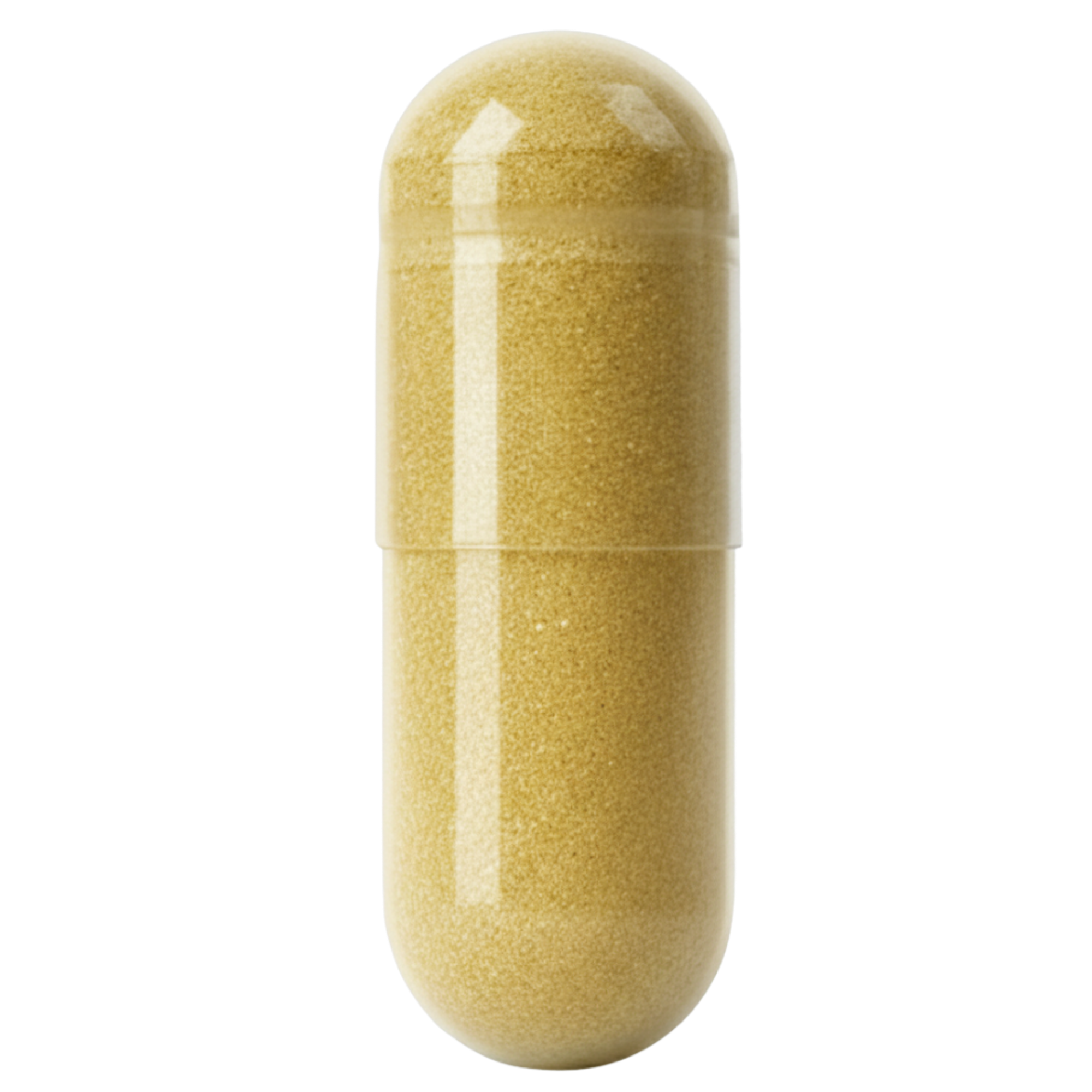 Yellow capsule-shaped container on a white background