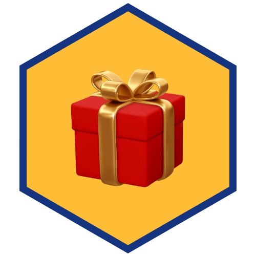 Red gift box with a gold bow on a yellow background
