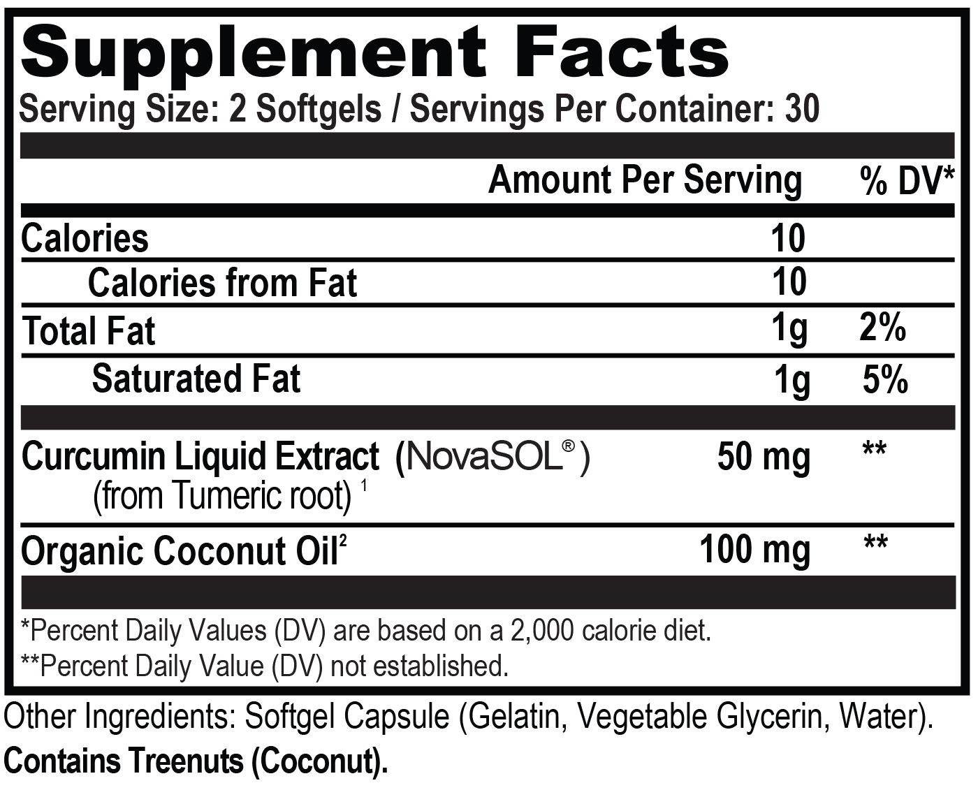 curcumin bottle sup facts